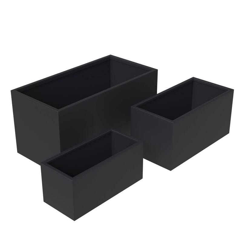 Bloom 3-Piece Rectangular Fiberstone and MGO Clay Planter Pot Set