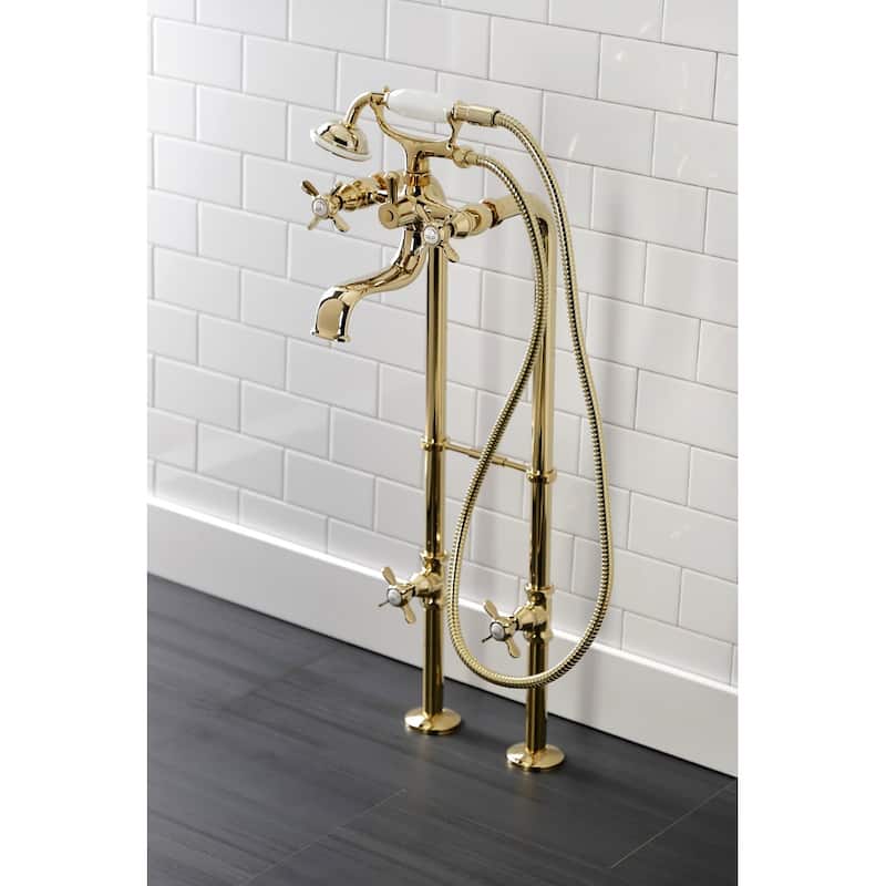 Essex Freestanding Clawfoot Tub Faucet Package with Supply Line in Matte Black