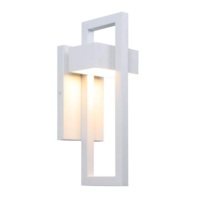 Integrated LED Black/White Aluminum Outdoor 1-Light Wall Sconce - 1 Pack-13.6"H - White