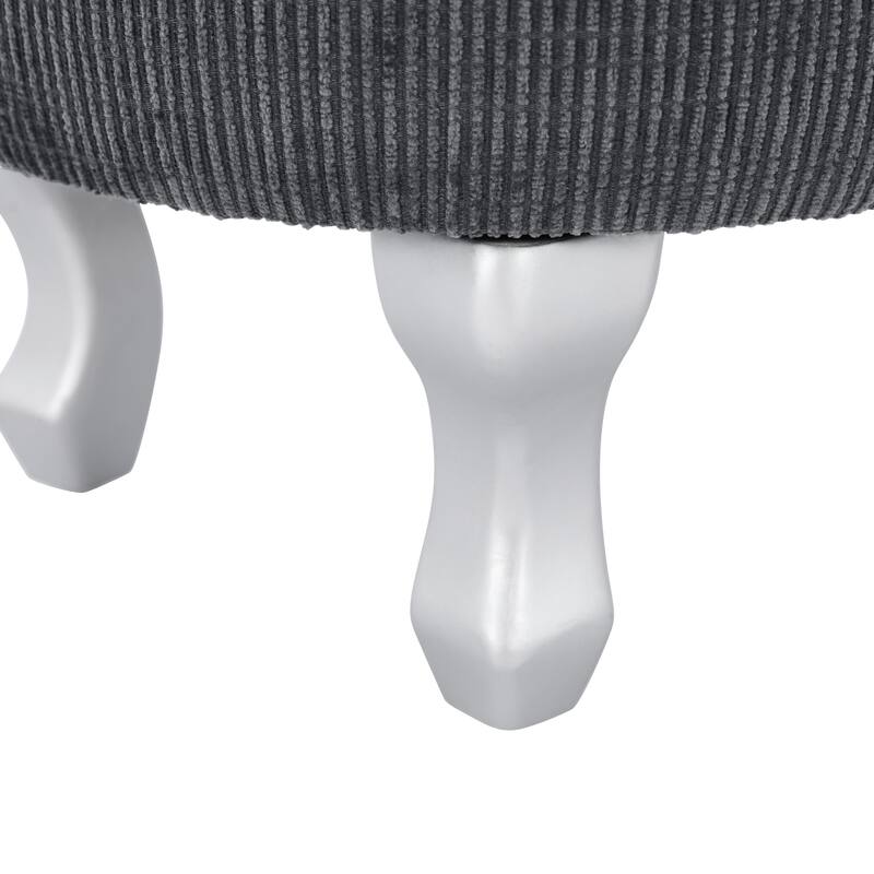 29.5" Grey Button-Tufted Storage Bench Ottoman