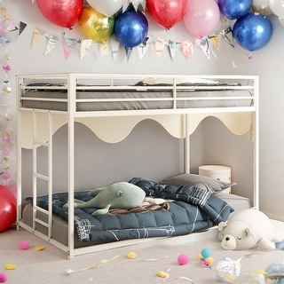 Twin over Twin Metal Bunk Bed with Strong Construction for Bedroom