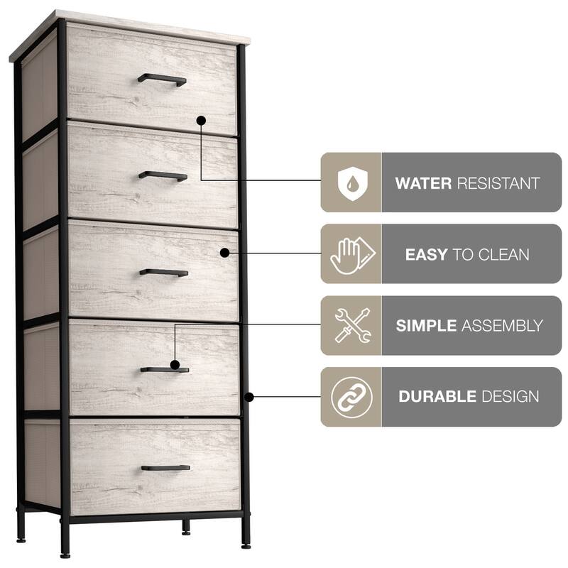 Dresser w/ 5 Drawers Furniture Tall Storage Organizer Unit for Bedroom