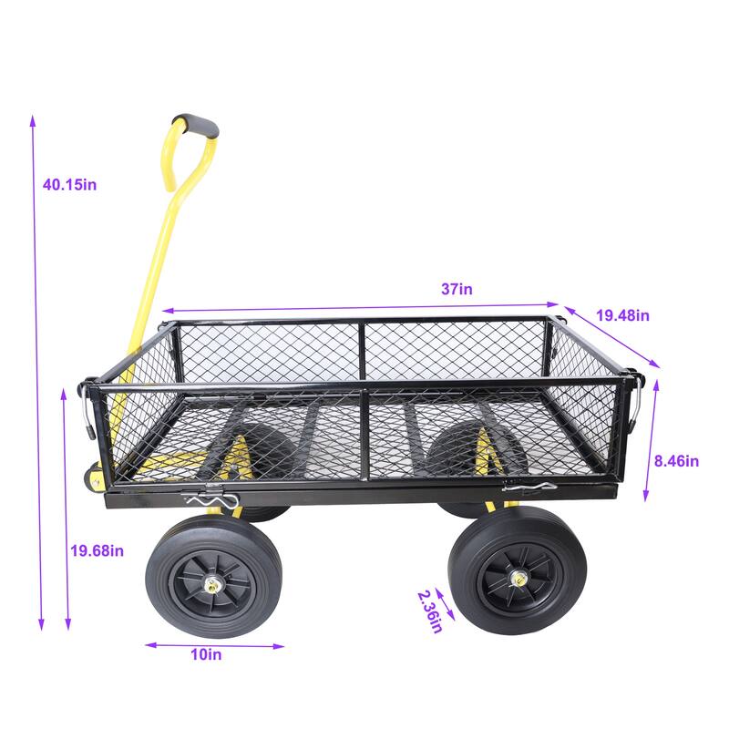 Anmytek Heavy Duty Steel Mesh Utility Wagon with Removable Sides 880 lbs Capacity Garden Cart