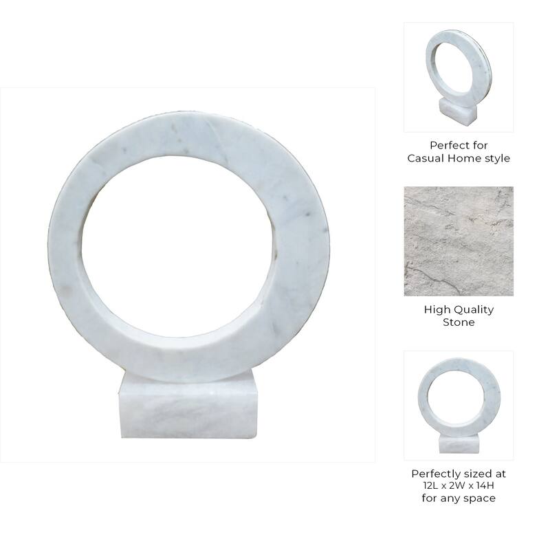 Stone Sculpture Circular Ring Geometric Base for Contemporary Display