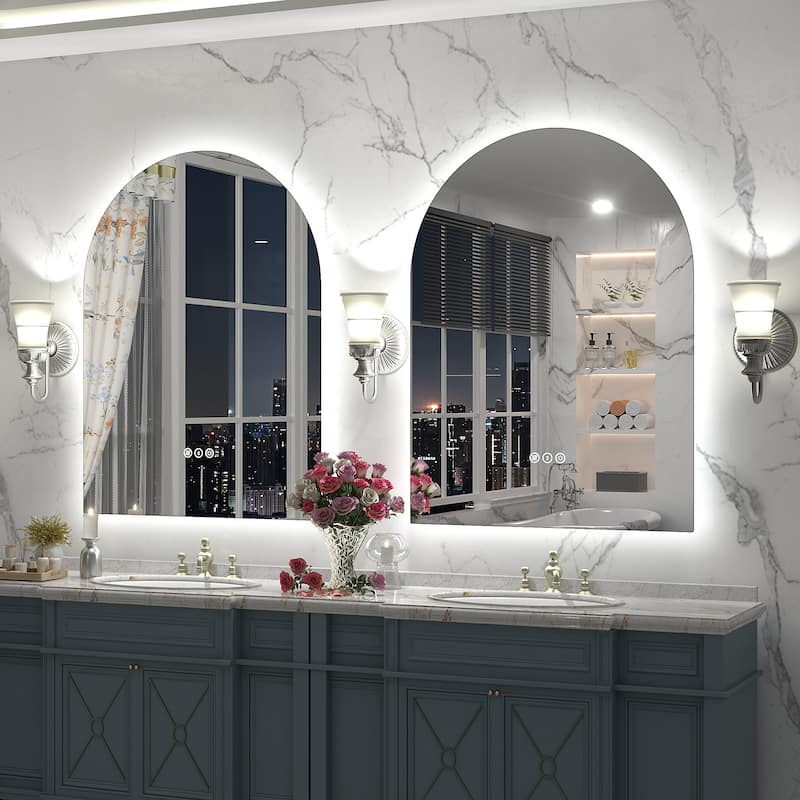 UL Certified Arched LED Anti-fog Tempered Glass Wall Bathroom Vanity Mirror