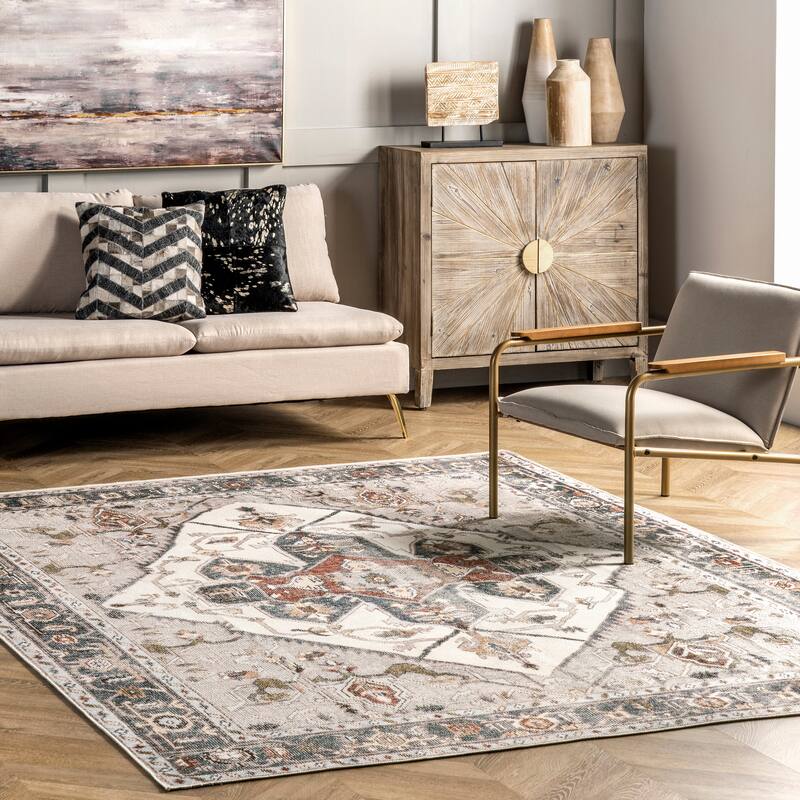 Nuloom Retta SplashGuard Machine Washable Area Rug - 2'6" x 6' Runner - White