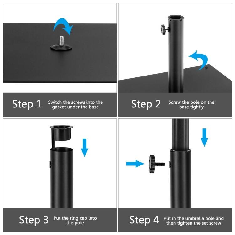 40 lbs Square Umbrella Base Stand with for Backyard Patio - 25'' x 25'' x15'' (L x W x H)