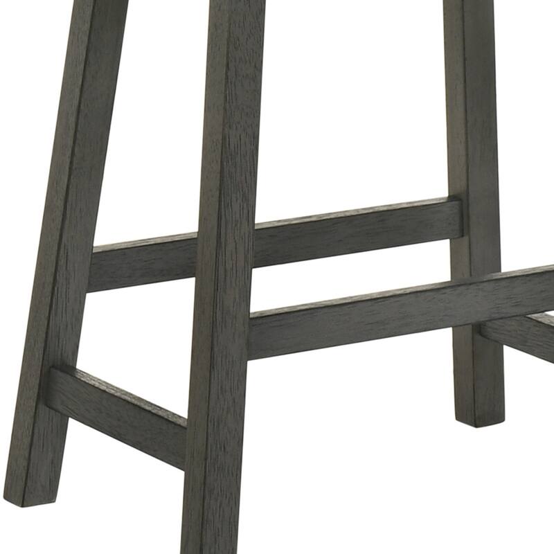 Backless Counter Stool Set of 2 - 25 Inch Wooden Barstool with Leather Seat, Sturdy Frame - Space-Saving Counter-Height Seating