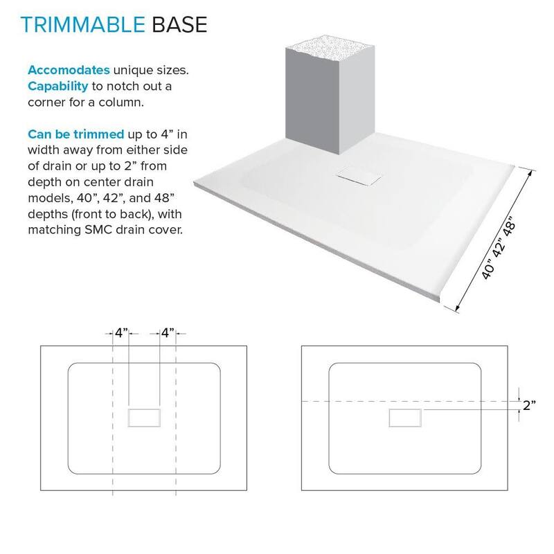 Transolid FZSDT6340C 63" x 40-1/2" Rectangular Shower Base with Double