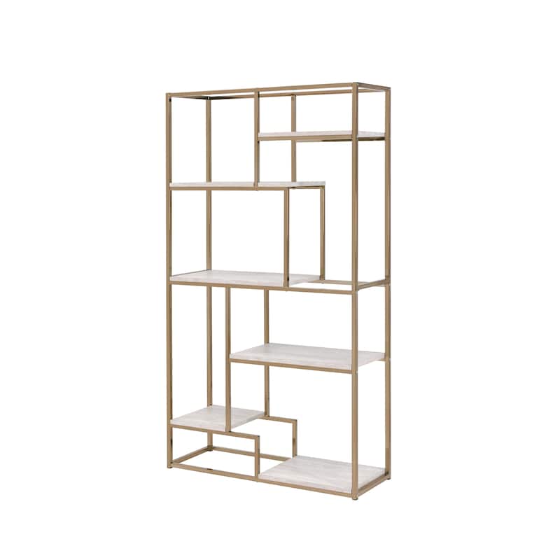 Kinnego Contemporary 6-Shelf Metal Bookcase by Furniture of America