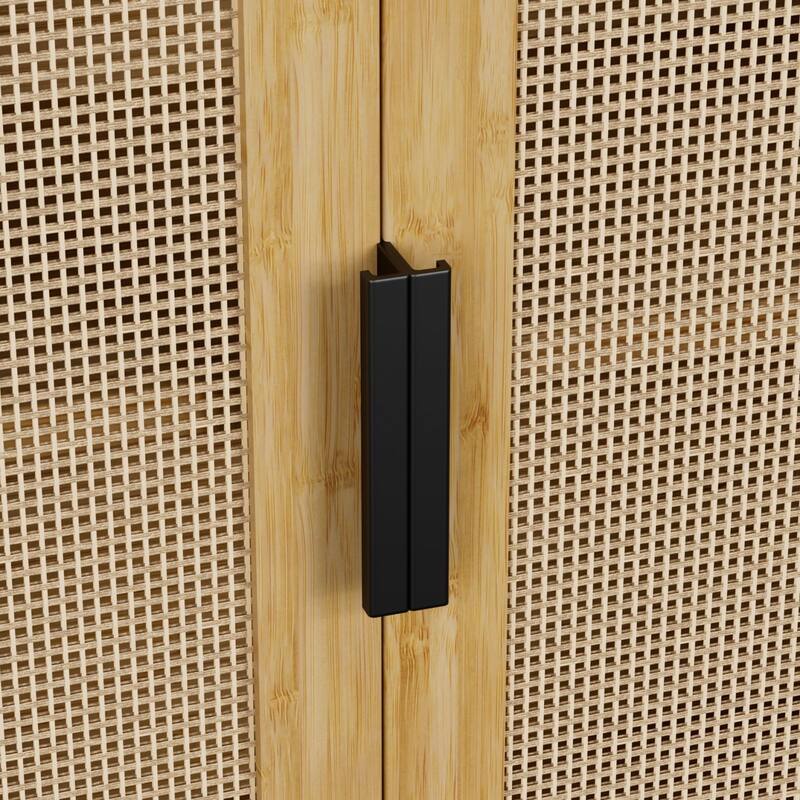 VEIKOUS Bamboo Over the Toilet Storage Cabinet with Rattan Doors