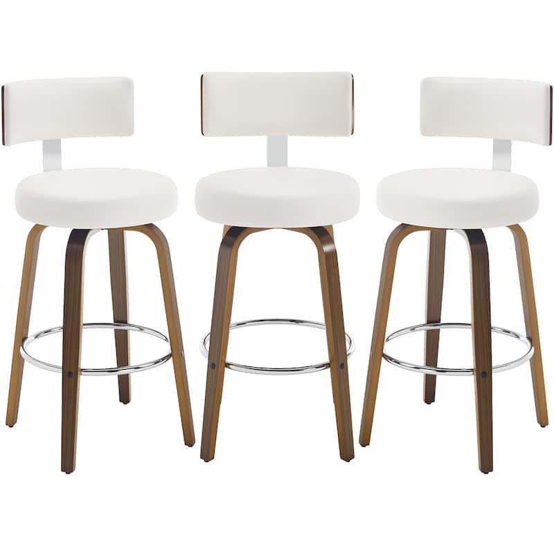 Upholstered Wood Swivel Bar/ Counter Stools, Set of 3