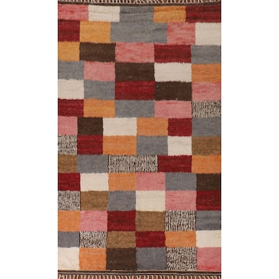 Checkered Moroccan Oriental Area Rug Handmade Geometric Wool Carpet - 5'10" x 9'7"