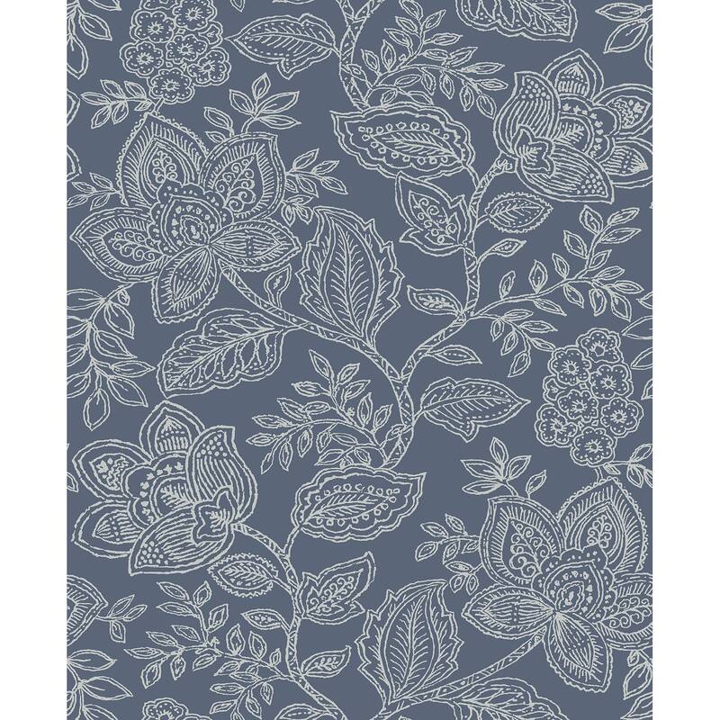 A-Street Prints Larkin Blue Floral Wallpaper