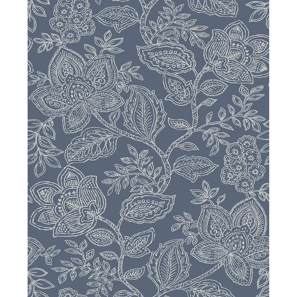 A-Street Prints Larkin Blue Floral Wallpaper