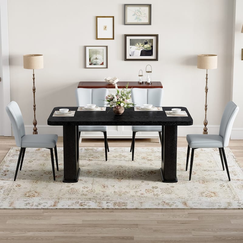 Dining Table Set for 4, Modern Dining Table and 4 Chairs Set, 5 Piece Kitchen Table and Chairs Set