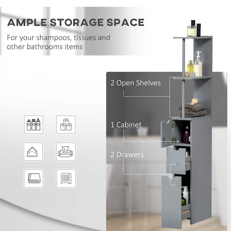 Bathroom Tower Storage Cabinet - 6" W x 13" D x 55.25" H
