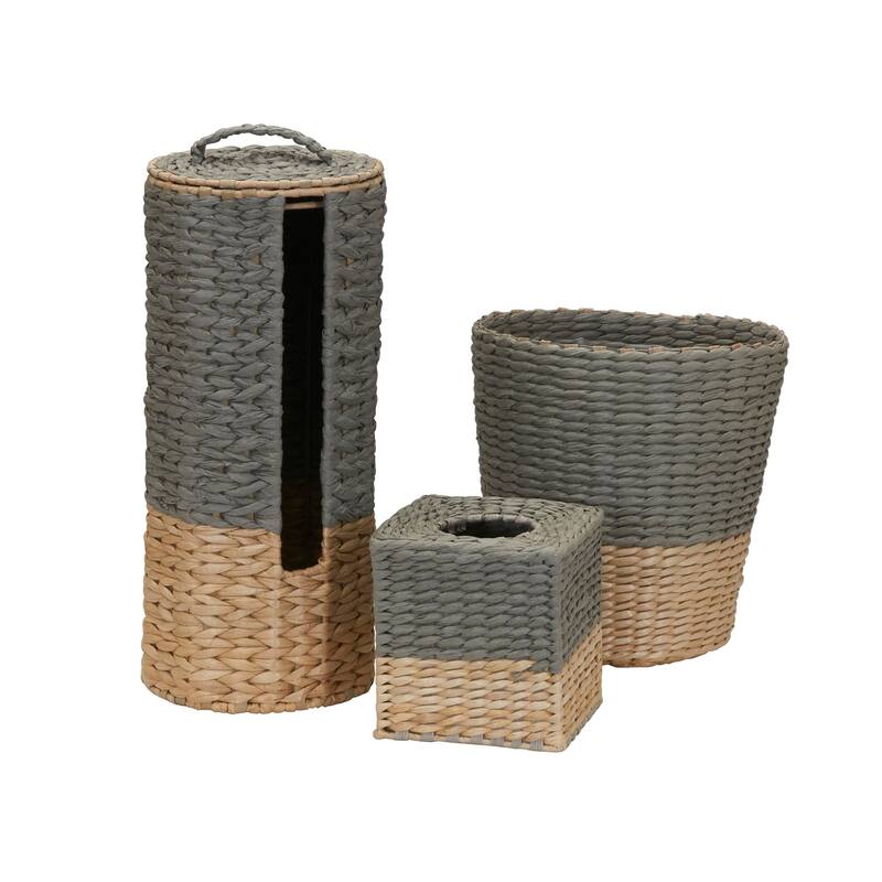 Household Essentials 3-Piece Wicker Bath Accessory Set, Natural