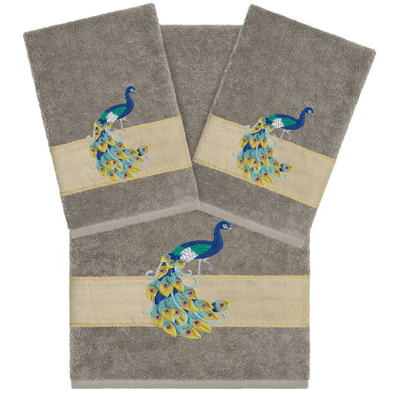 Authentic Hotel and Spa Turkish Cotton Penelope 3PC Towel Set - Dark Gray