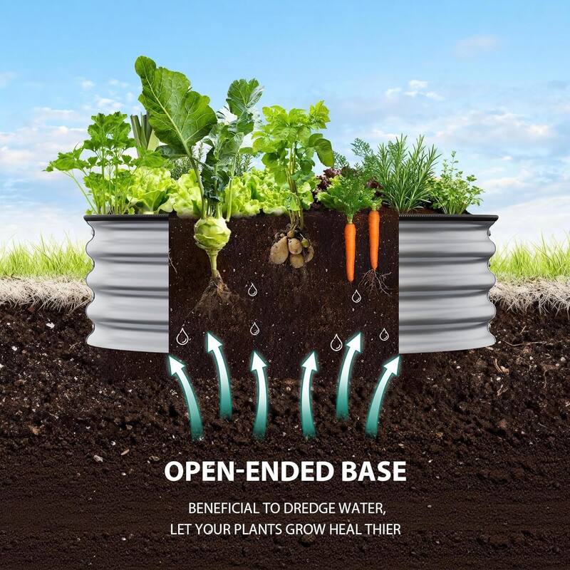 3-Pack 2x1FT Galvanized Raised Garden Beds Round for Vegetables Flowers and Fruits Silver