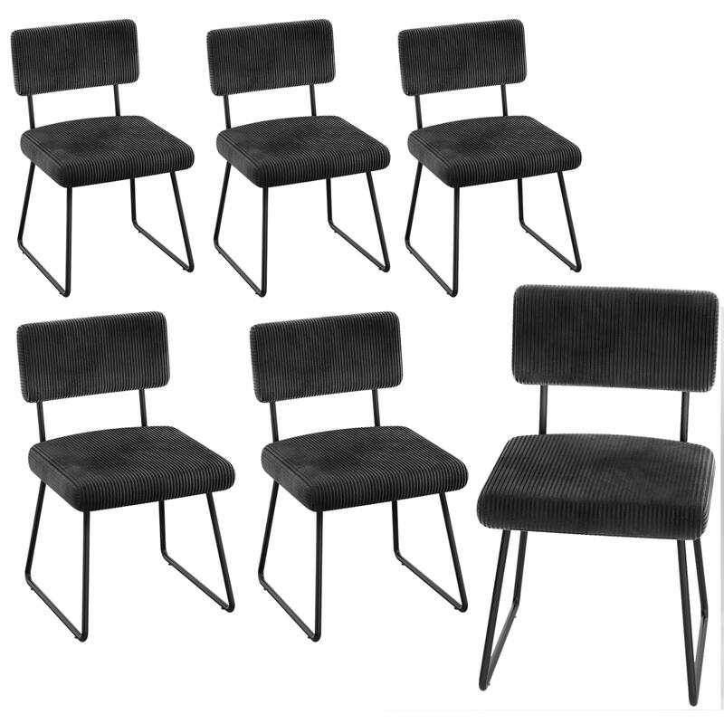 Modern Set of 2/4/6/8 Dining Chairs Upholstered Chairs with Open Back for Dining Room and Kitchen - Set of 6 - Black