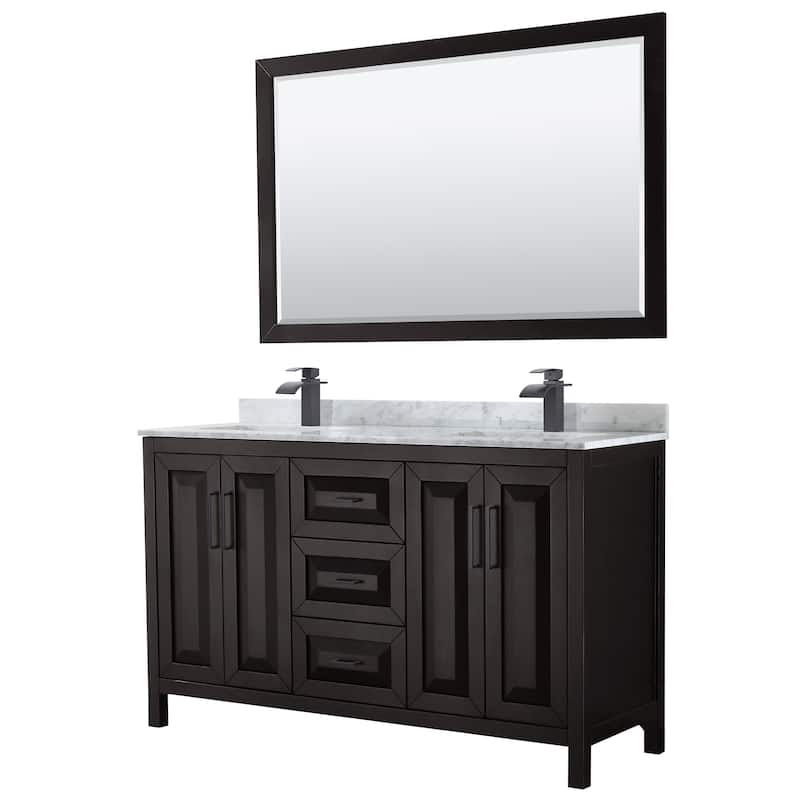 Daria 60-inch Double Vanity, Marble Top, 58-inch Mirror