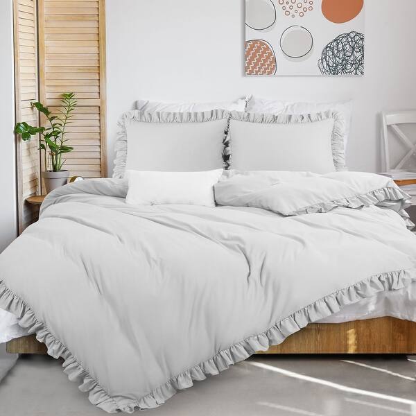 3 Pieces Soft Ruffled Brushed Duvet Cover Sets 110GSM