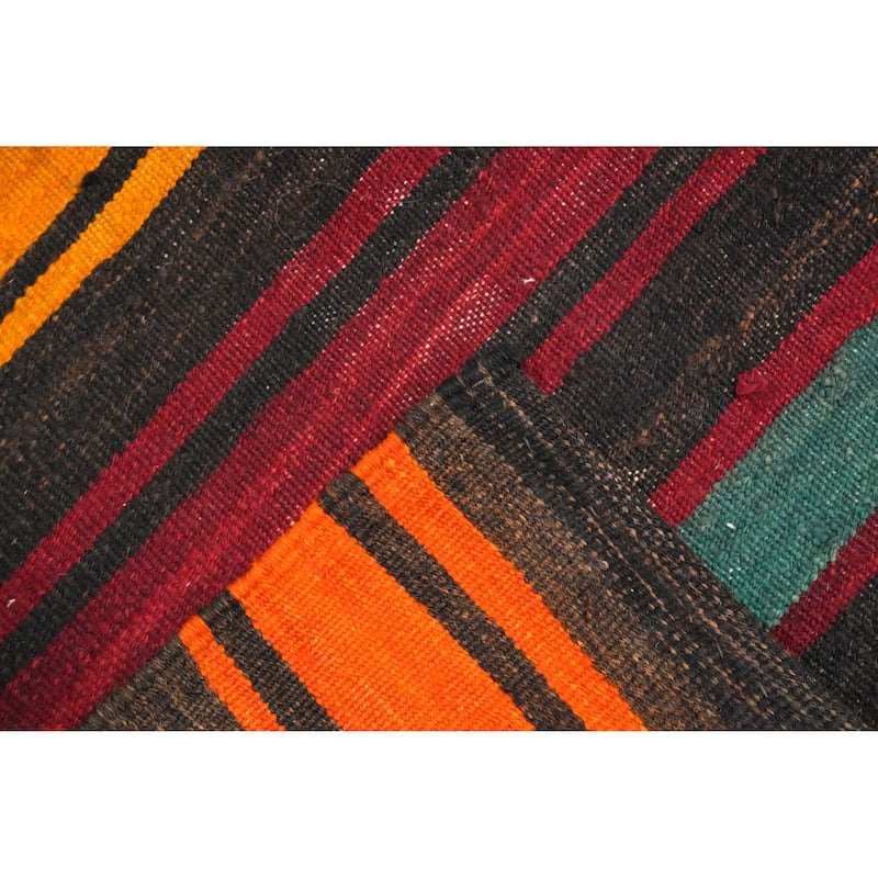 Hand Woven Oriental 100% Wool Carpet Southwestern Geometric Multi-Colored Kilim Area Rug - 10' 9'' X 6' 6''