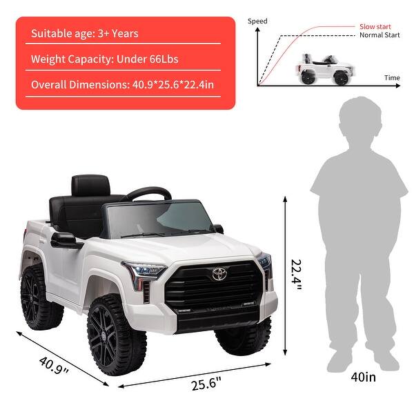 dimension image slide 3 of 5, 12V Ride on Truck Car, Licensed Toyota Ride on Car, Battery Powered Electric Car, Gift for Kids
