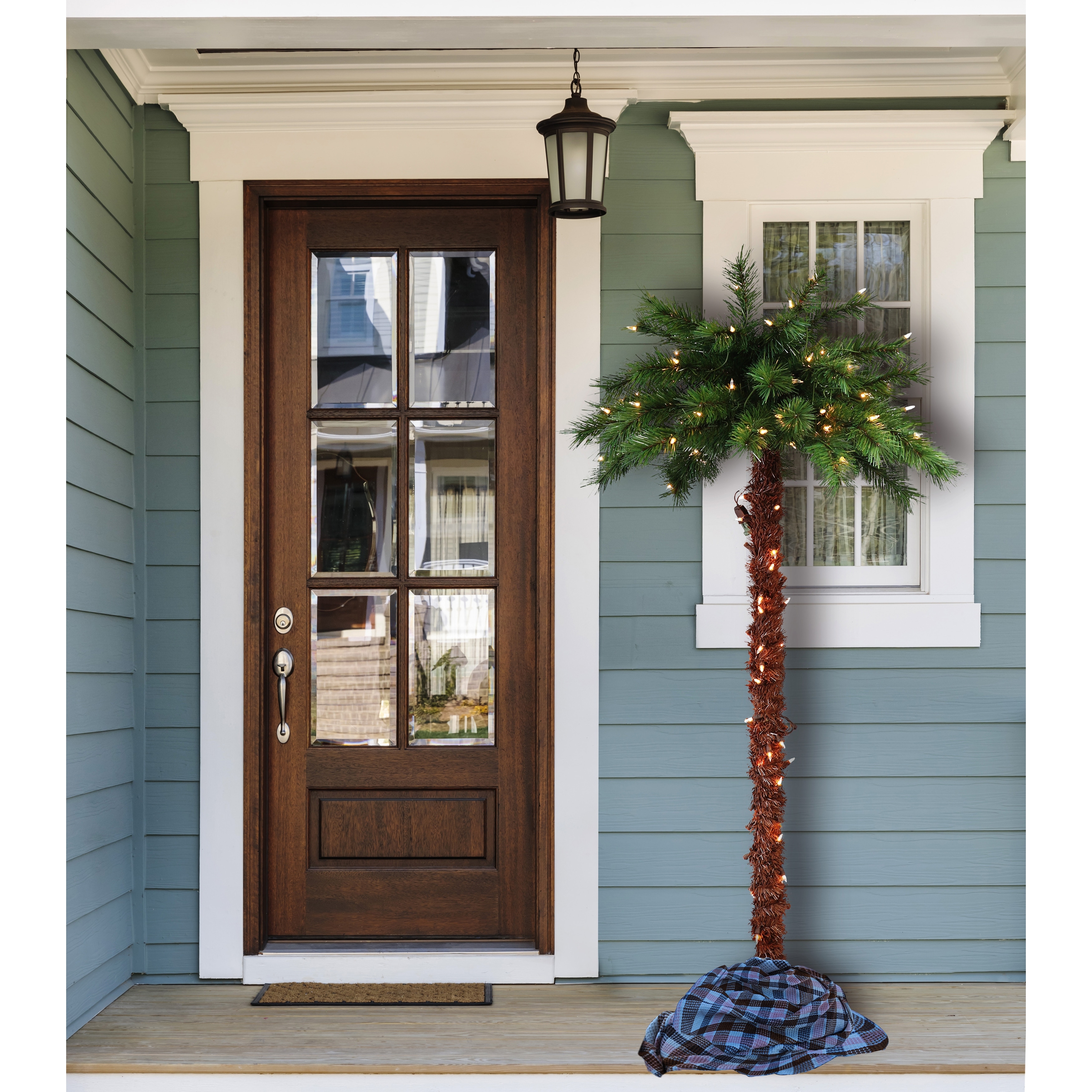 Puleo International Pre-Lit Artificial Palm Tree