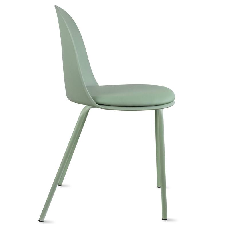 Set of 2 Plastic Eiffel Molded Shell Retro Dining Chairs Accent For Living Room Kitchen Chrome Desk Designer Office