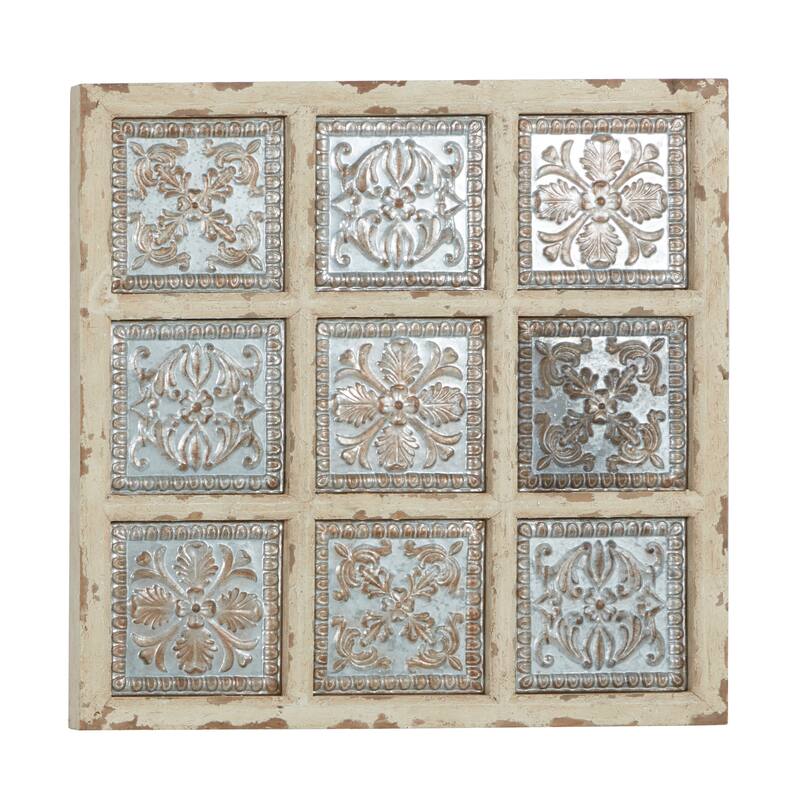 White Metal Scroll Home Wall Decor with Embossed Details