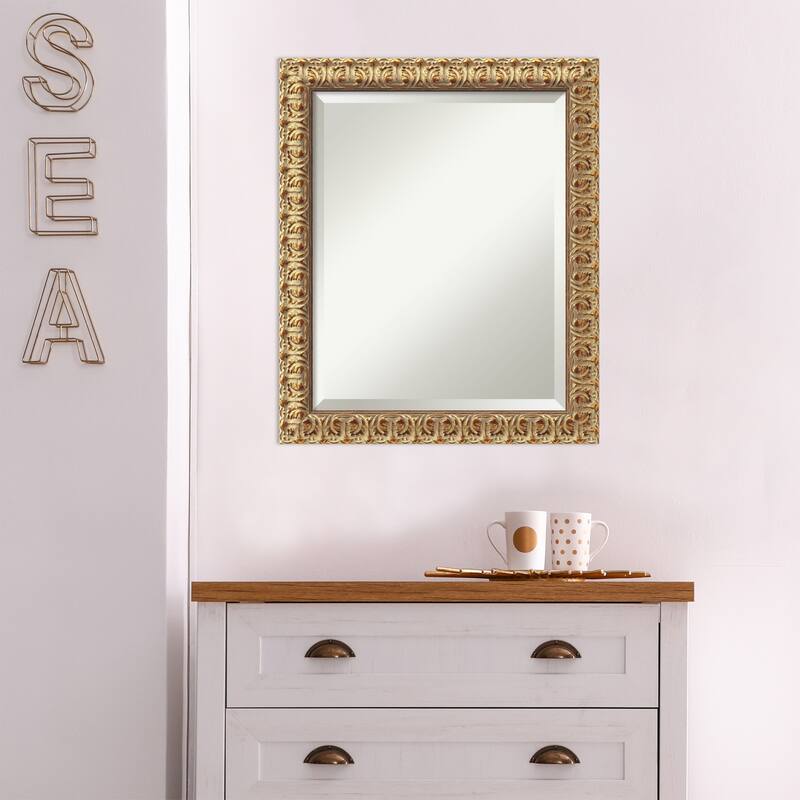 Beveled Wood Wall Mirror - Florentine Gold Frame - Florentine Gold