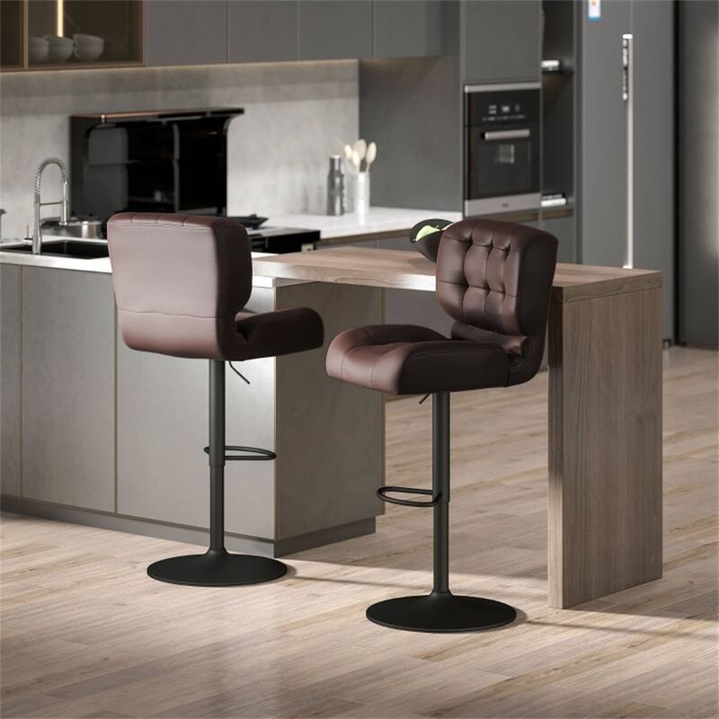 2-Pack Counter to Bar Height Swivel Stools with Tufted Cushion and Metal Base for Comfortable Seating
