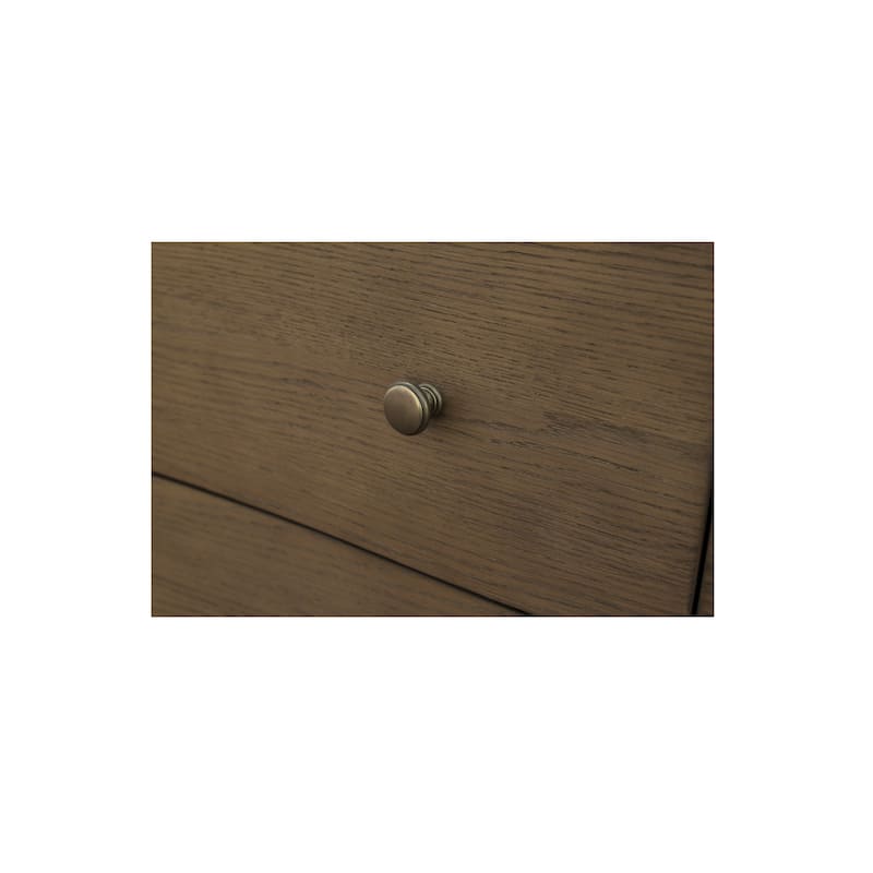Lioren Dresser, Solid Oak, 6 Drawers, Curved Front, Brass Handles, Warm Brown