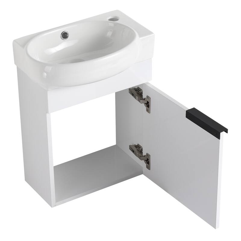 Beingnext 16"/23" Bathroom Vanity with Sink, Floating/Freestanding Bathroom Vanity with Soft Close Door