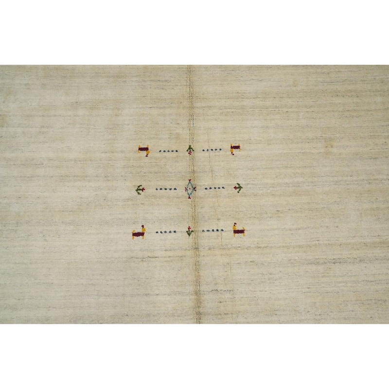 Hand Knotted Oriental 100% Wool Carpet Tribal Animal Pictorial Yellow & Gold Gabbeh Area Rug - 9' 11'' X 9' 11''