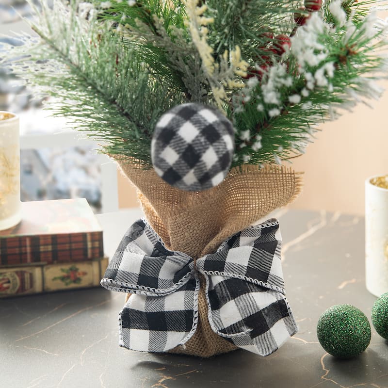 Glitzhome 20"H Christmas Floral Table Tree Decor