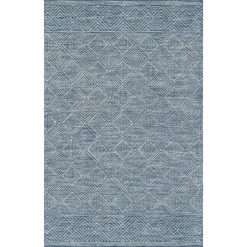 Momeni Mallorca Geometric Hand-hooked Wool Area Rug - 8' X 10' - Denim - Runner/Rectangle