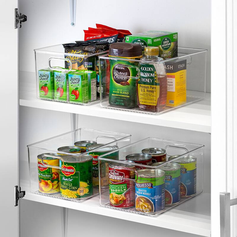 Sorbus Clear Plastic Organizer Storage Bin Containers for Pantry Food & Kitchen Fridge (4-Pack)