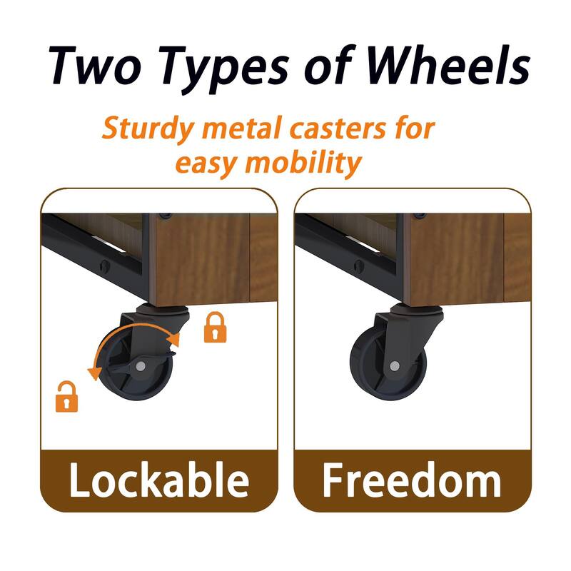 38.6" Dog Crate Furniture with Wheels for Small Dogs, Heavy Duty Dog Kennel Indoor with 2 Doors, Wooden Pet Cage End Table