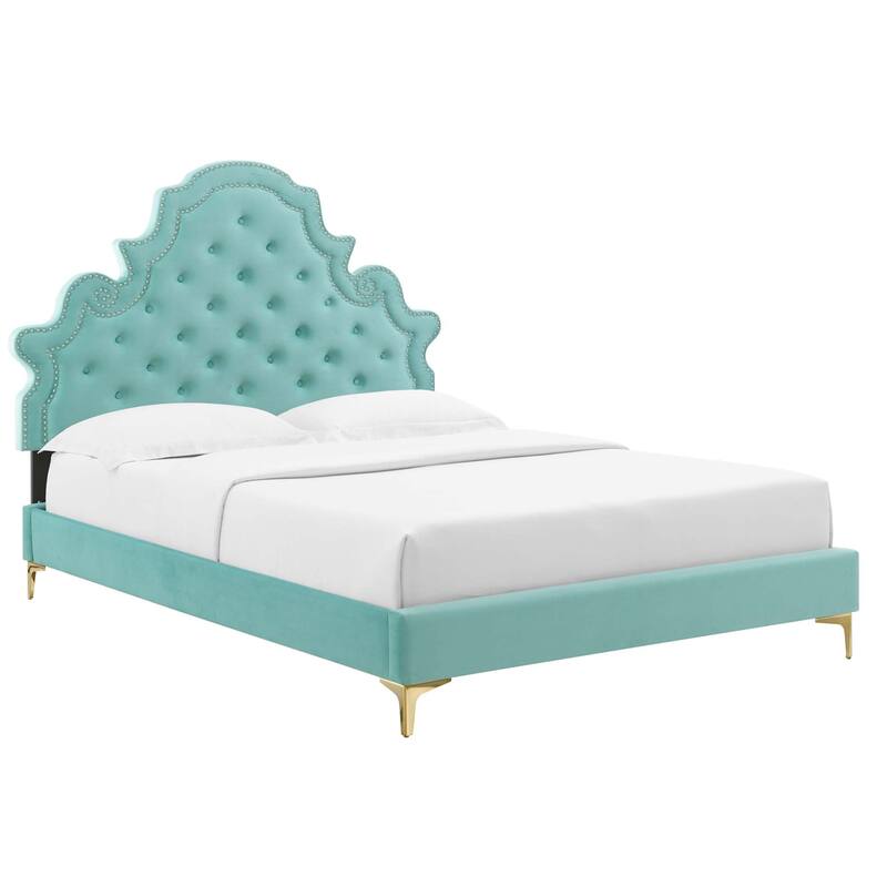 Gwyneth Tufted Performance Velvet Full Platform Bed