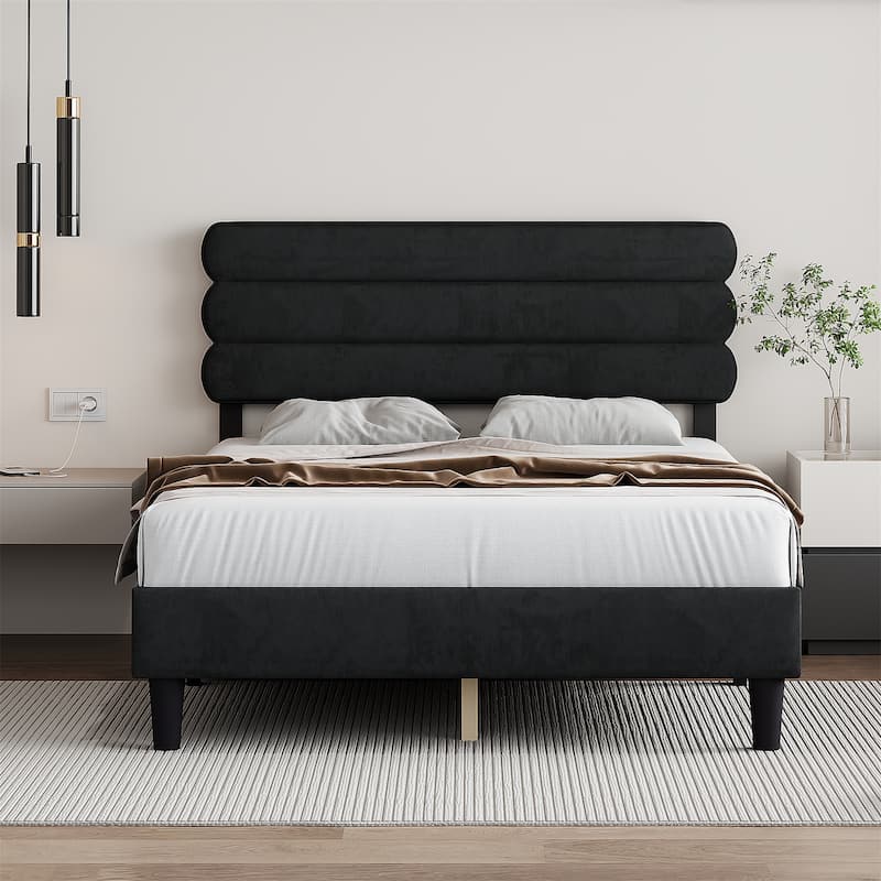 Queen Bed Frame with Headboard - Dark Grey