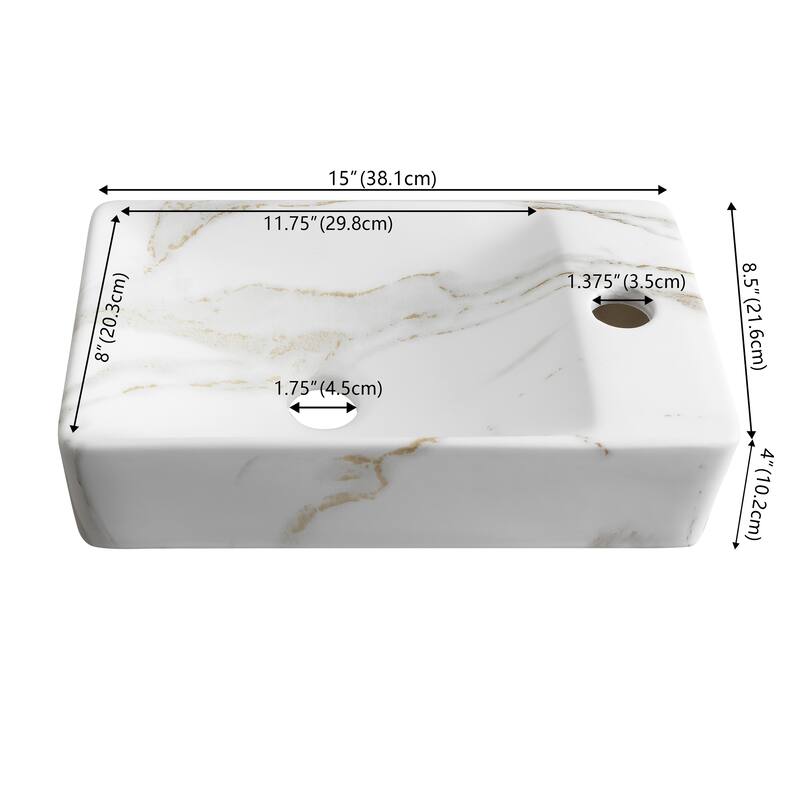 Felix Modern Wall Mounted Rectangular Ceramic Mini Sink, By JONATHAN Y