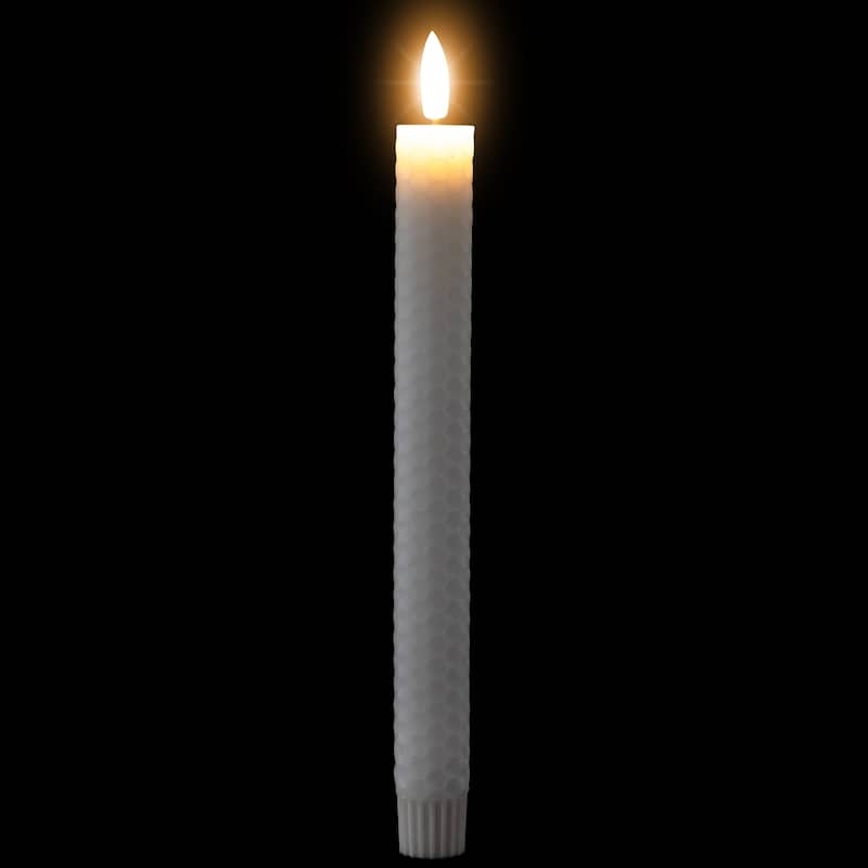 LED Flickering Flameless Taper Honeycomb Christmas Candles - 9.5" - Set of 2