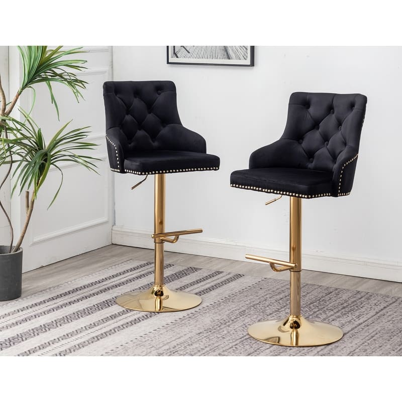 Best Master Furniture Adjustable Swivel Bar Stools with Gold Base (Set of 2)