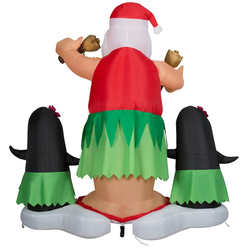 Gemmy Animated Christmas Inflatable Hula Santa and Penguins, 5.5 ft Tall