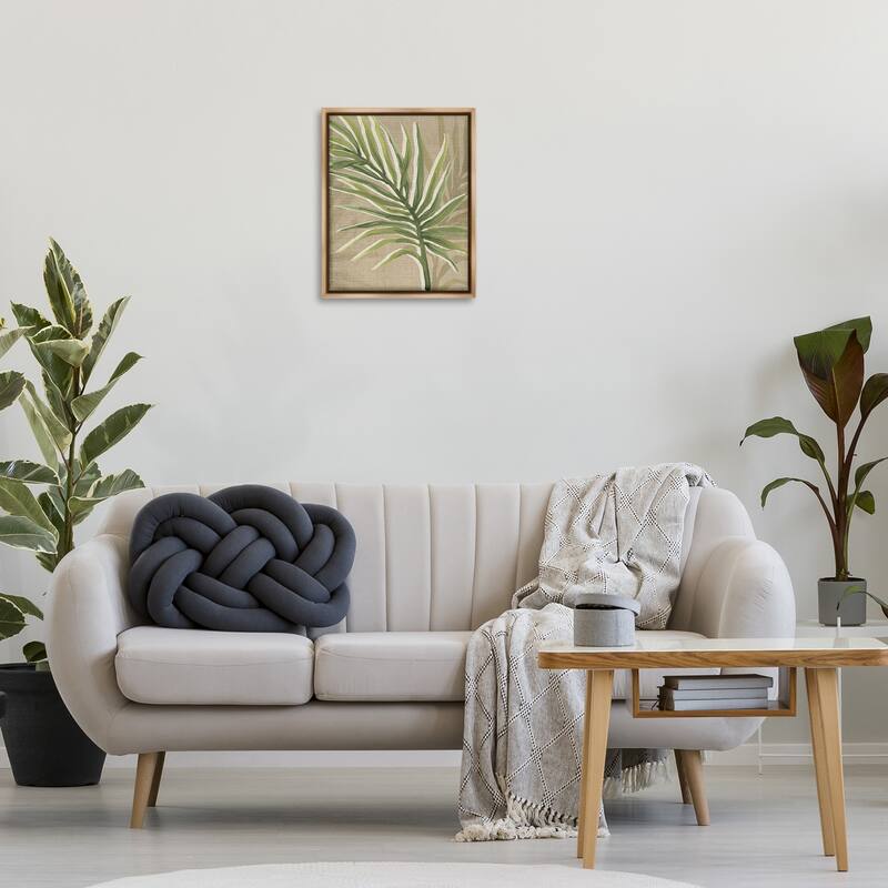 Stupell Natural Curved Palm Leaf Framed Floater Canvas Wall Art Design By June Erica Vess