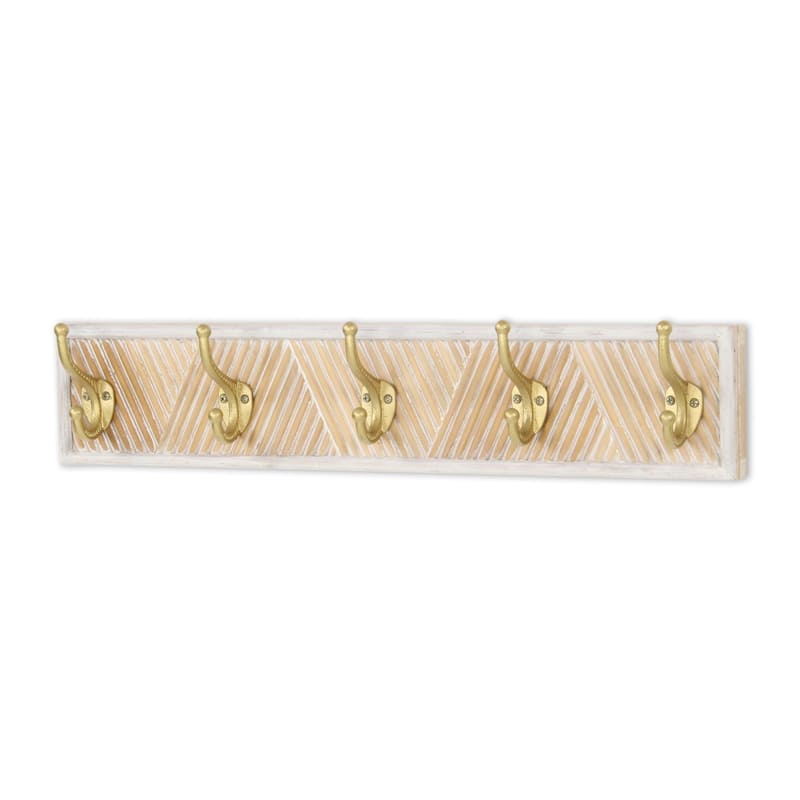 Rectangular Five Hook Coat Hanger Brown and Gold - 23.5"