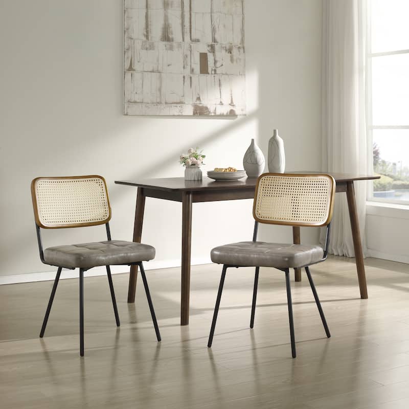 Art Leon Cane Back Faux Leather Accent Dining Chair (Set of 2)